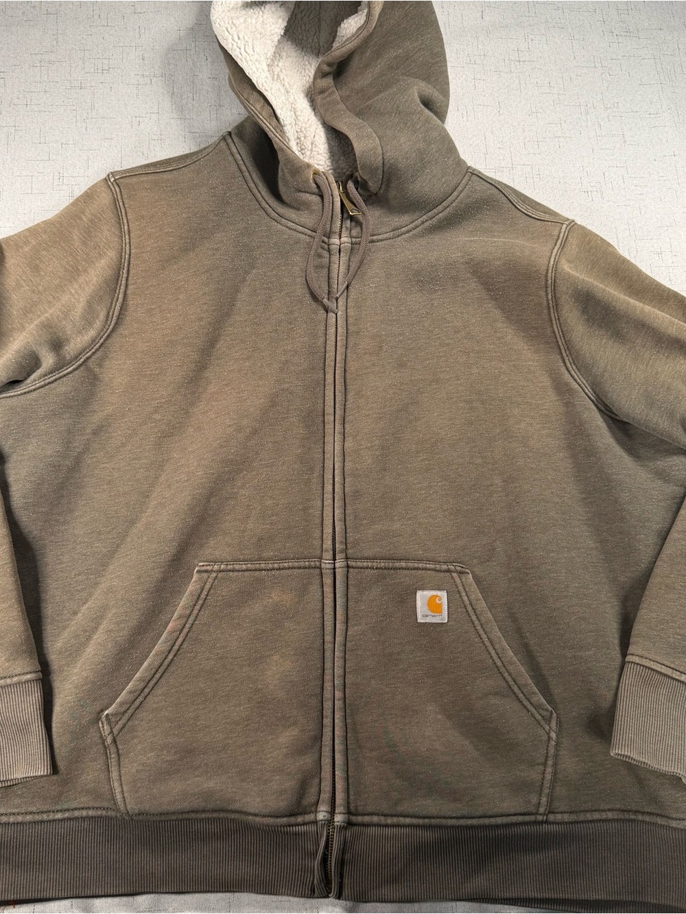 Carhartt Olive Green Sherpa-Lined Zip Hoodie